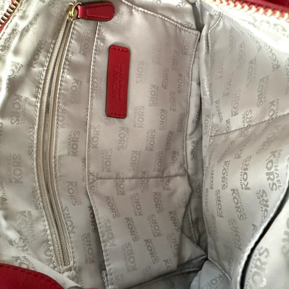 Michael Kors Red Studded Leather Shoulder and Crossbody Bag